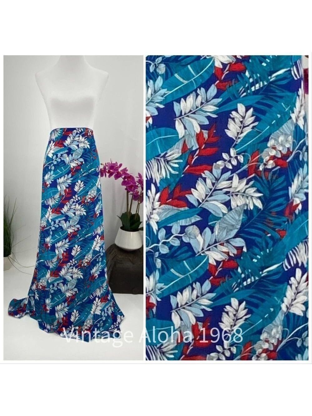 Blue White Red Floral Tropical SARONG Pareo Lavalava Beach Skirt Summer …